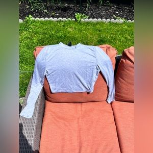 Grey Long Sleeve Crop Top
